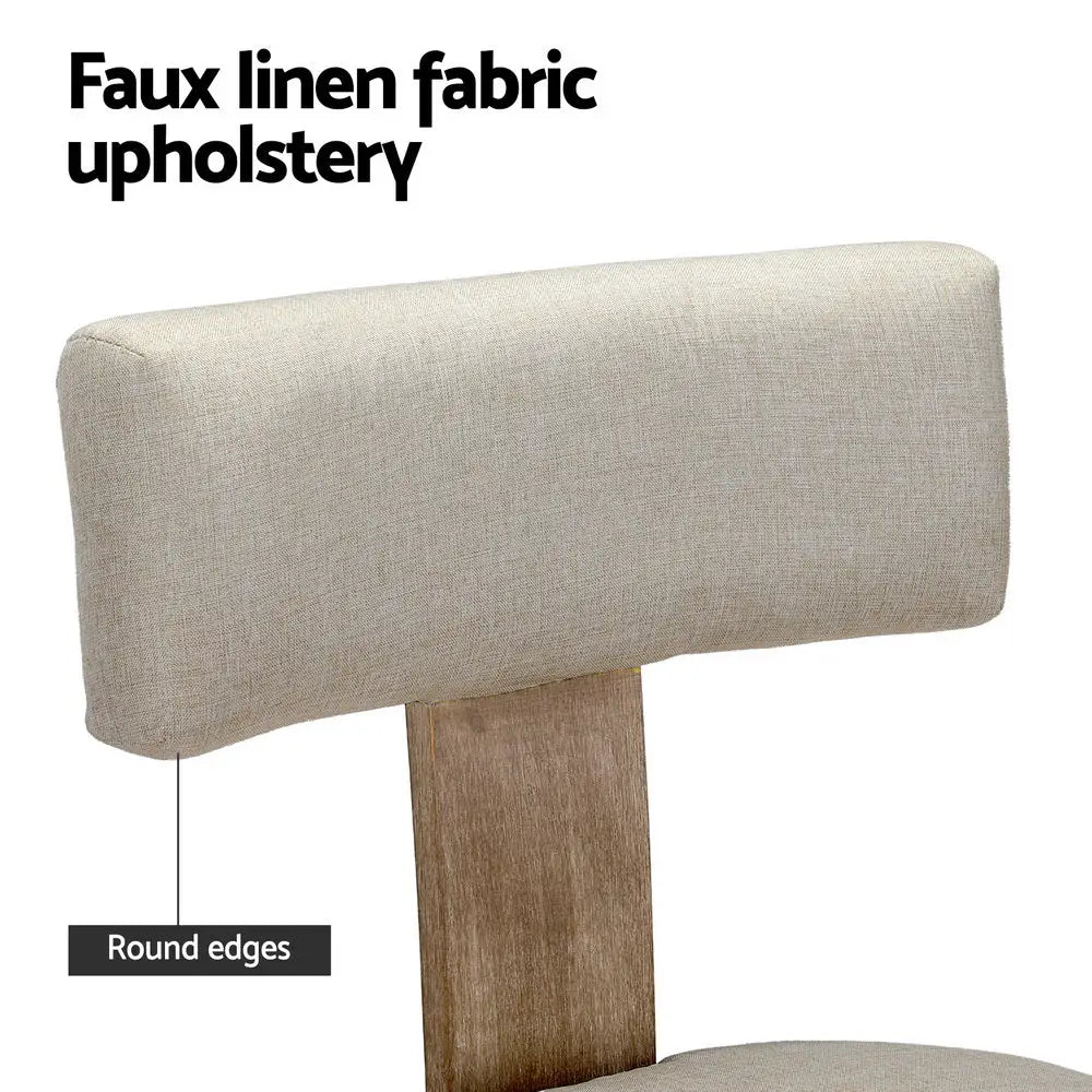 Artiss Dining Chairs Set of 4 Linen Fabric Wooden Beige - Furniture > Dining > Kitchen & Dining Chairs