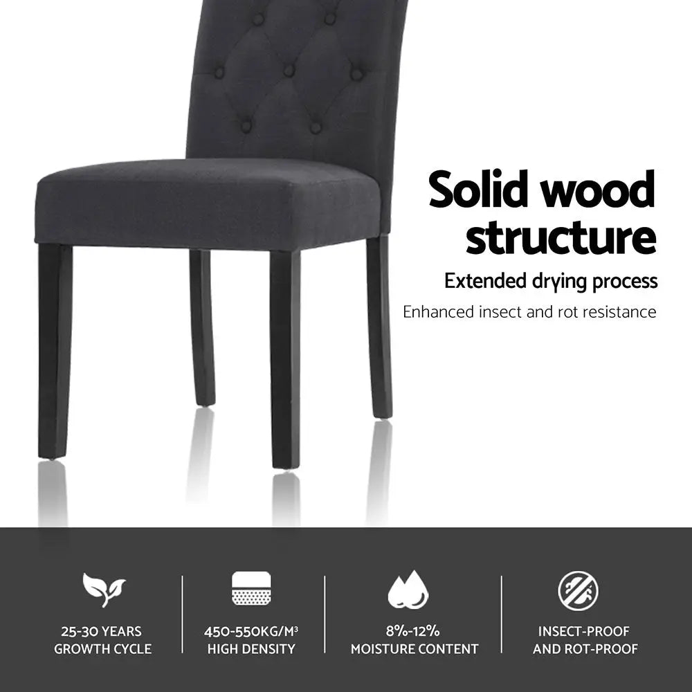 Artiss Dining Chairs Set of 4 Linen Parsons Chair Dark Grey - Furniture > Dining > Kitchen & Dining Chairs