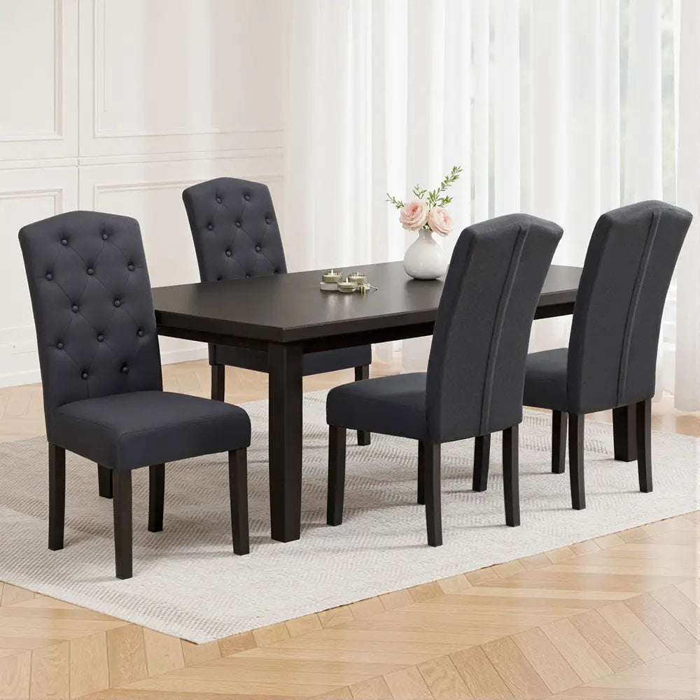 Artiss Dining Chairs Set of 4 Linen Parsons Chair Dark Grey - Furniture > Dining > Kitchen & Dining Chairs