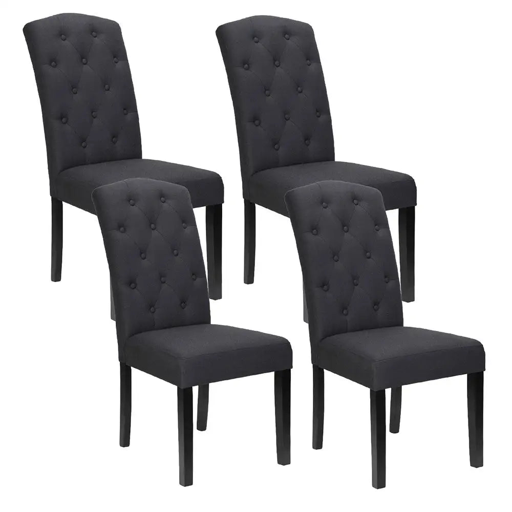 Artiss Dining Chairs Set of 4 Linen Parsons Chair Dark Grey - Furniture > Dining > Kitchen & Dining Chairs