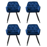 Artiss Dining Chairs Set of 4 Velvet Diamond Tufted Armchair Blue - Furniture > Dining > Kitchen & Dining Chairs