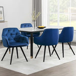 Artiss Dining Chairs Set of 4 Velvet Diamond Tufted Armchair Blue - Furniture > Dining > Kitchen & Dining Chairs