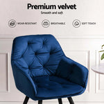 Artiss Dining Chairs Set of 4 Velvet Diamond Tufted Armchair Blue - Furniture > Dining > Kitchen & Dining Chairs