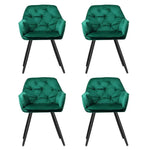 Artiss Dining Chairs Set of 4 Velvet Diamond Tufted Armchair Green - Furniture > Dining > Kitchen & Dining Chairs