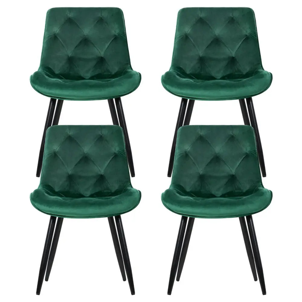 Artiss Dining Chairs Set of 4 Velvet Diamond Tufted Green - Furniture > Dining > Kitchen & Dining Chairs