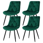 Artiss Dining Chairs Set of 4 Velvet Diamond Tufted Green - Furniture > Dining > Kitchen & Dining Chairs