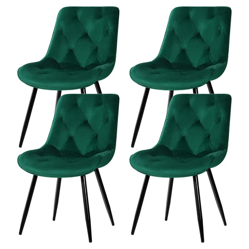 Artiss Dining Chairs Set of 4 Velvet Diamond Tufted Green - Furniture > Dining > Kitchen & Dining Chairs