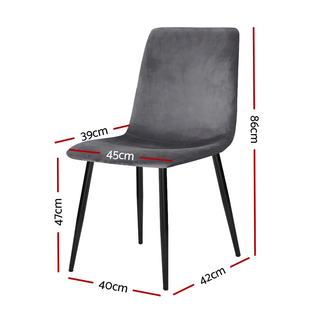 Artiss Dining Chairs Set of 4 Velvet Horizontal Slope Grey - Furniture > Dining > Dining Set