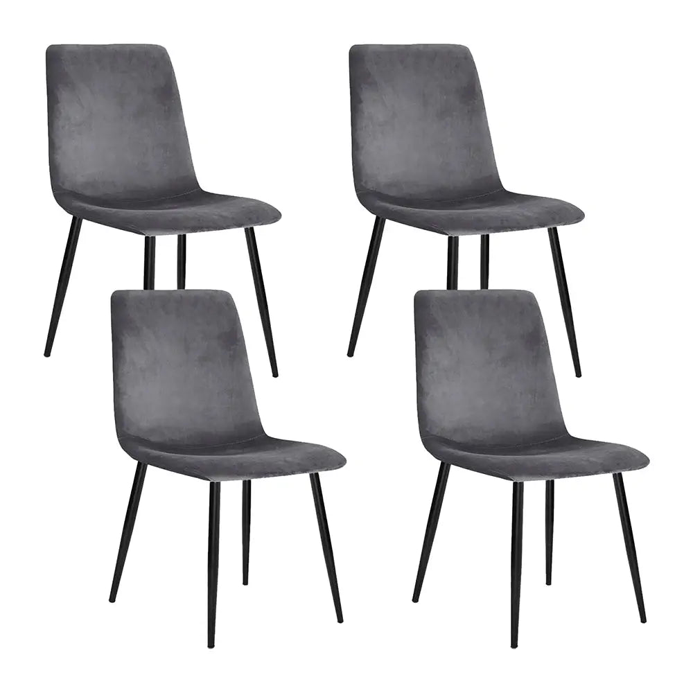 Artiss Dining Chairs Set of 4 Velvet Horizontal Slope Grey - Furniture > Dining > Dining Set