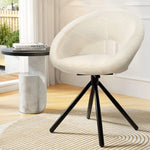 Artiss Dining Chairs Swivel Base Beige Boucle Sherpa Set of 2 - Furniture > Dining