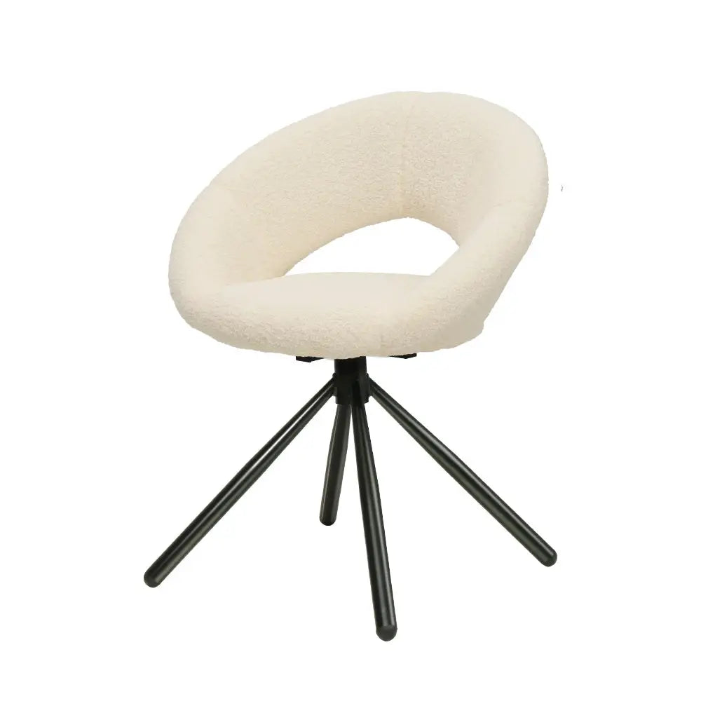 Artiss Dining Chairs Swivel Base Beige Boucle Sherpa Set of 2 - Furniture > Dining