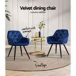 Artiss Dining Chairs Velvet Blue Set of 2 Calivia - Furniture > Dining