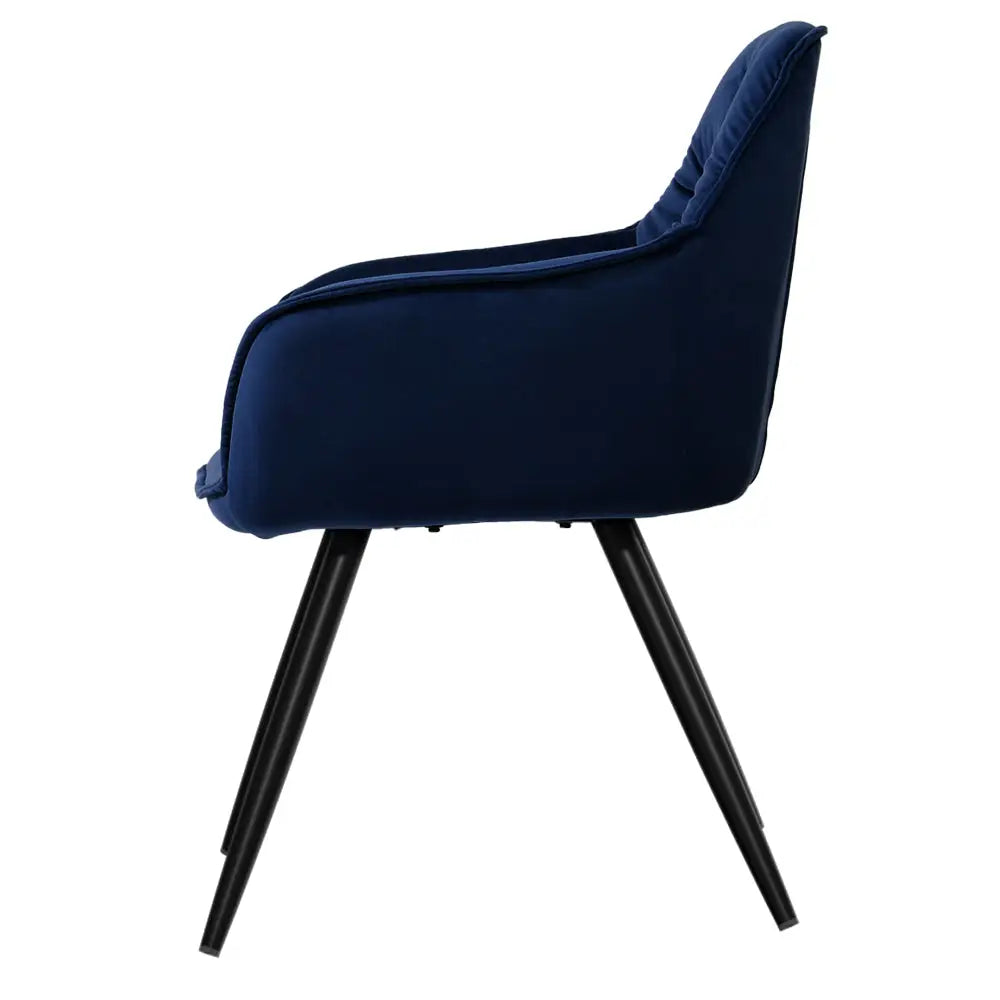 Artiss Dining Chairs Velvet Blue Set of 2 Calivia - Furniture > Dining