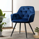 Artiss Dining Chairs Velvet Blue Set of 2 Calivia - Furniture > Dining
