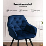 Artiss Dining Chairs Velvet Blue Set of 2 Calivia - Furniture > Dining