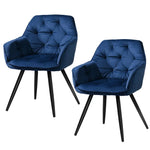 Artiss Dining Chairs Velvet Blue Set of 2 Calivia - Furniture > Dining