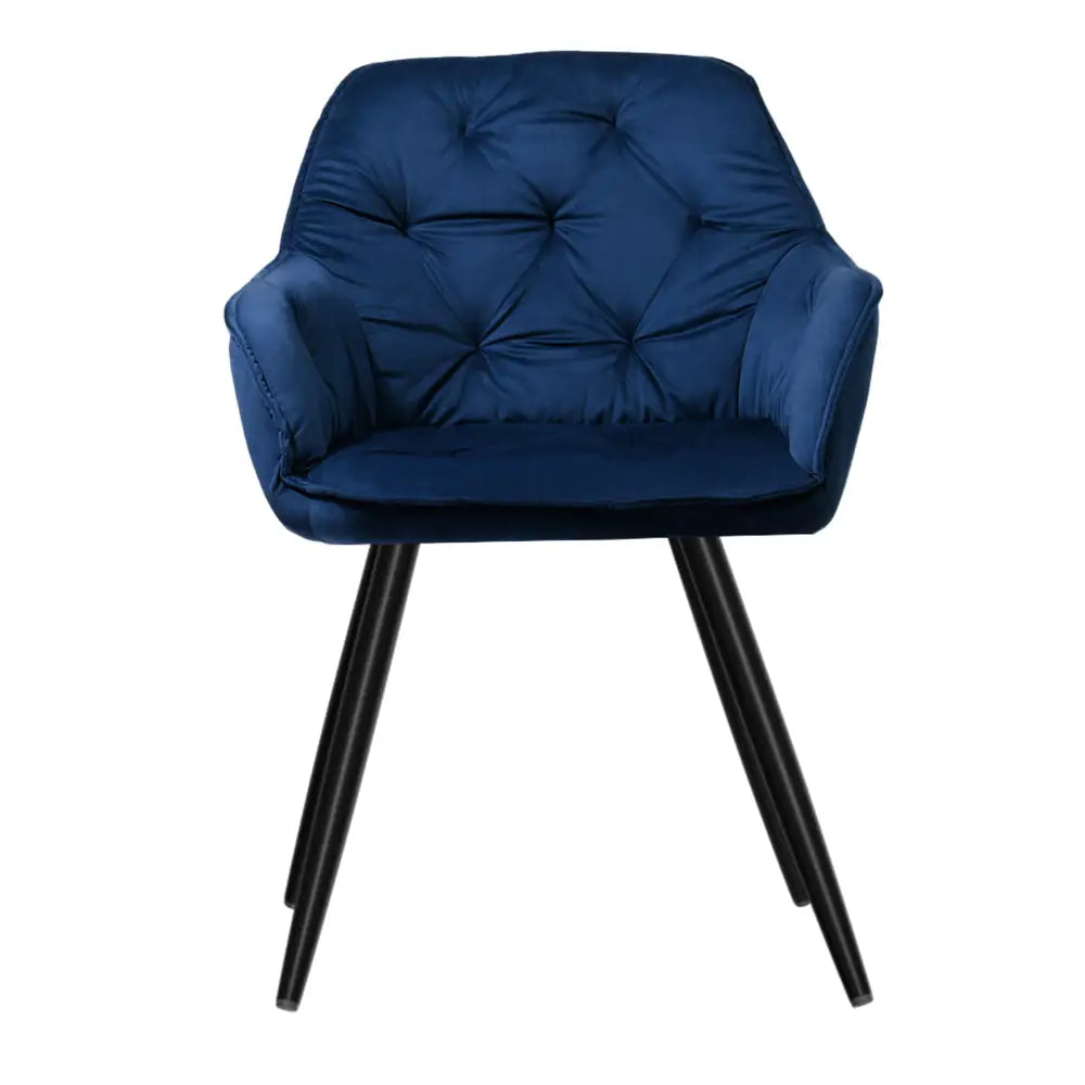 Artiss Dining Chairs Velvet Blue Set of 2 Calivia - Furniture > Dining