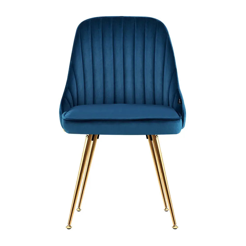 Artiss Dining Chairs Velvet Blue Set of 2 Nappa - Furniture > Dining