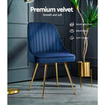 Artiss Dining Chairs Velvet Blue Set of 2 Nappa - Furniture > Dining