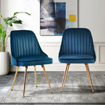 Artiss Dining Chairs Velvet Blue Set of 2 Nappa - Furniture > Dining
