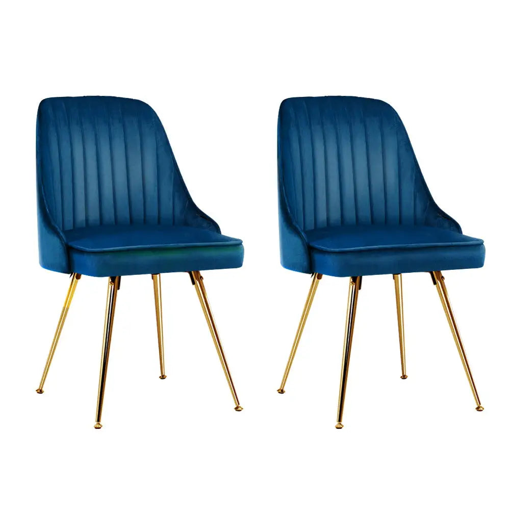 Artiss Dining Chairs Velvet Blue Set of 2 Nappa - Furniture > Dining
