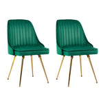 Artiss Dining Chairs Velvet Green Set of 2 Nappa - Furniture > Dining