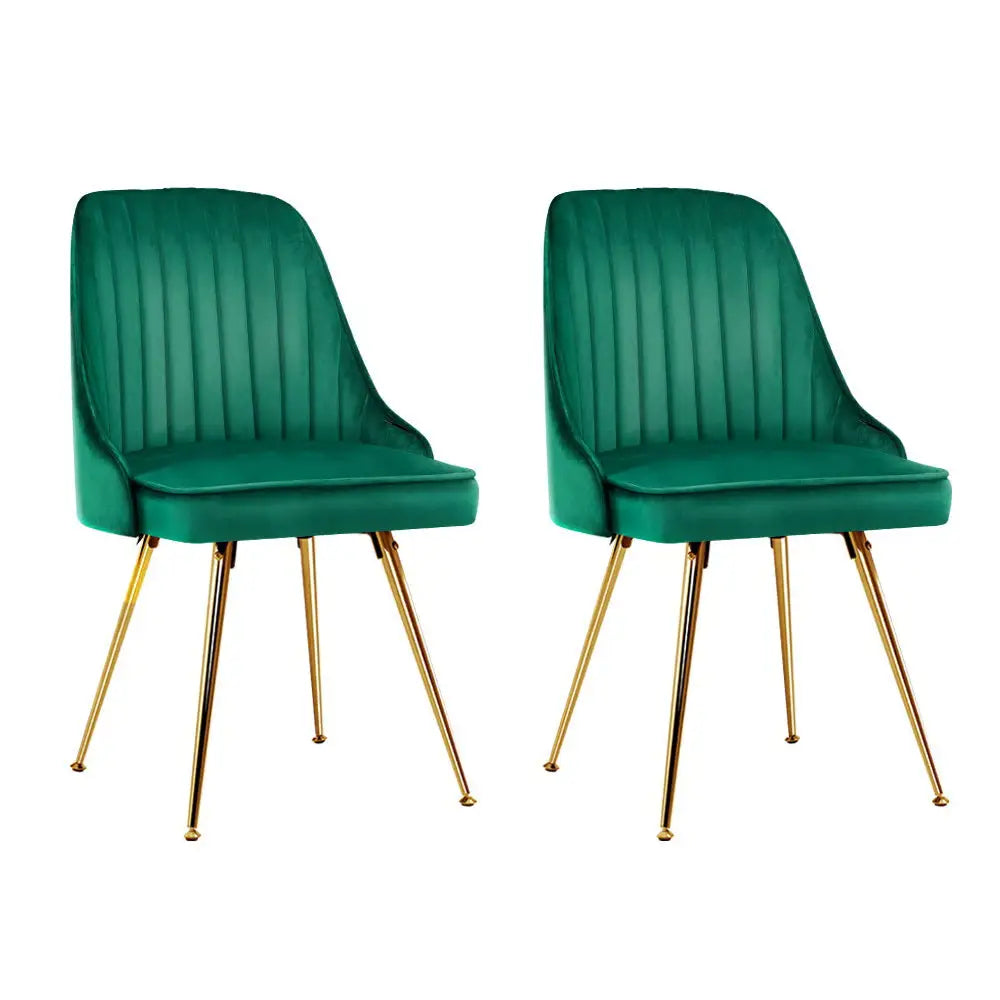 Artiss Dining Chairs Velvet Green Set of 2 Nappa - Furniture > Dining