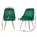 Artiss Dining Chairs Velvet Green Set of 2 Nappa - Furniture > Dining