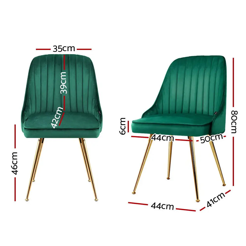 Artiss Dining Chairs Velvet Green Set of 2 Nappa - Furniture > Dining