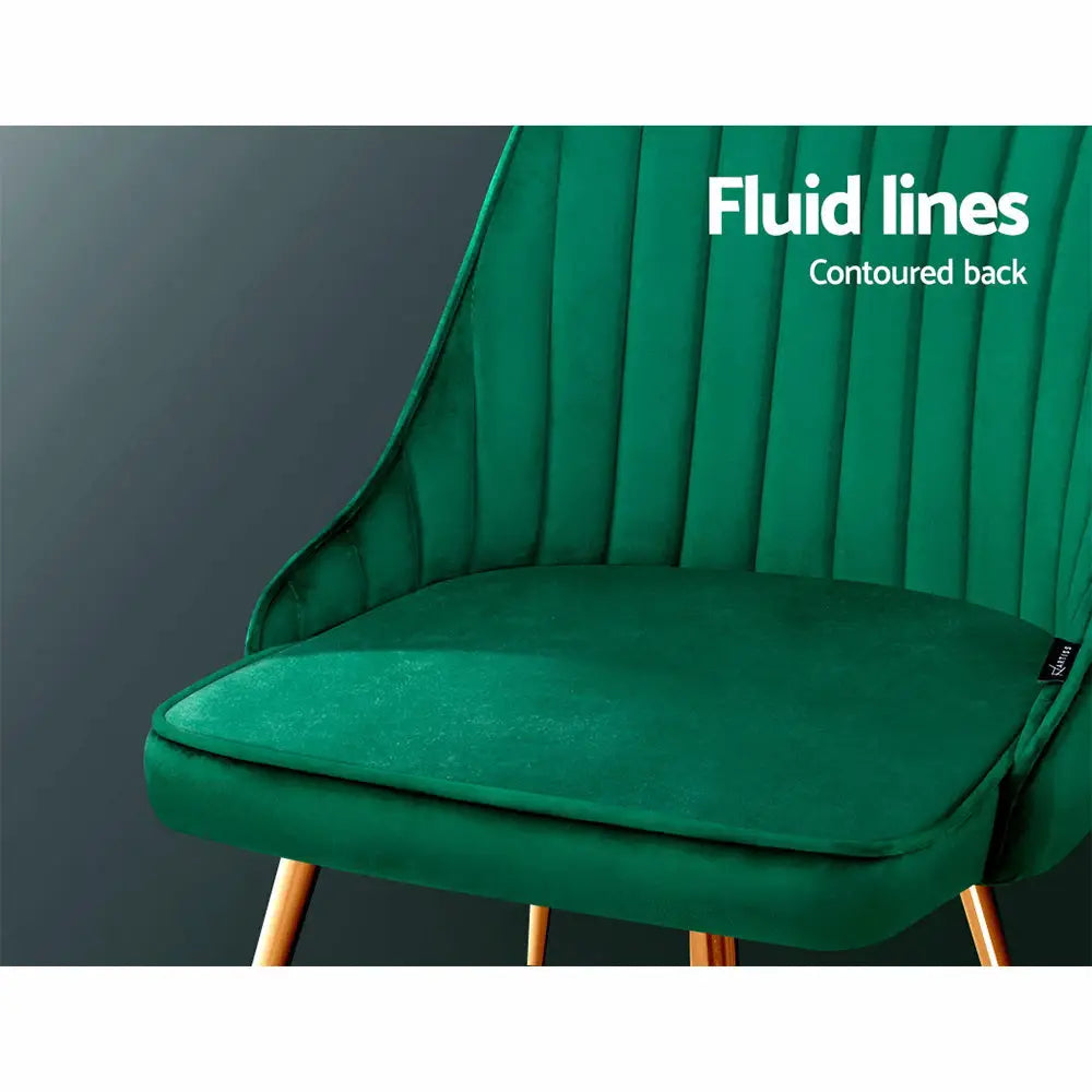 Artiss Dining Chairs Velvet Green Set of 2 Nappa - Furniture > Dining
