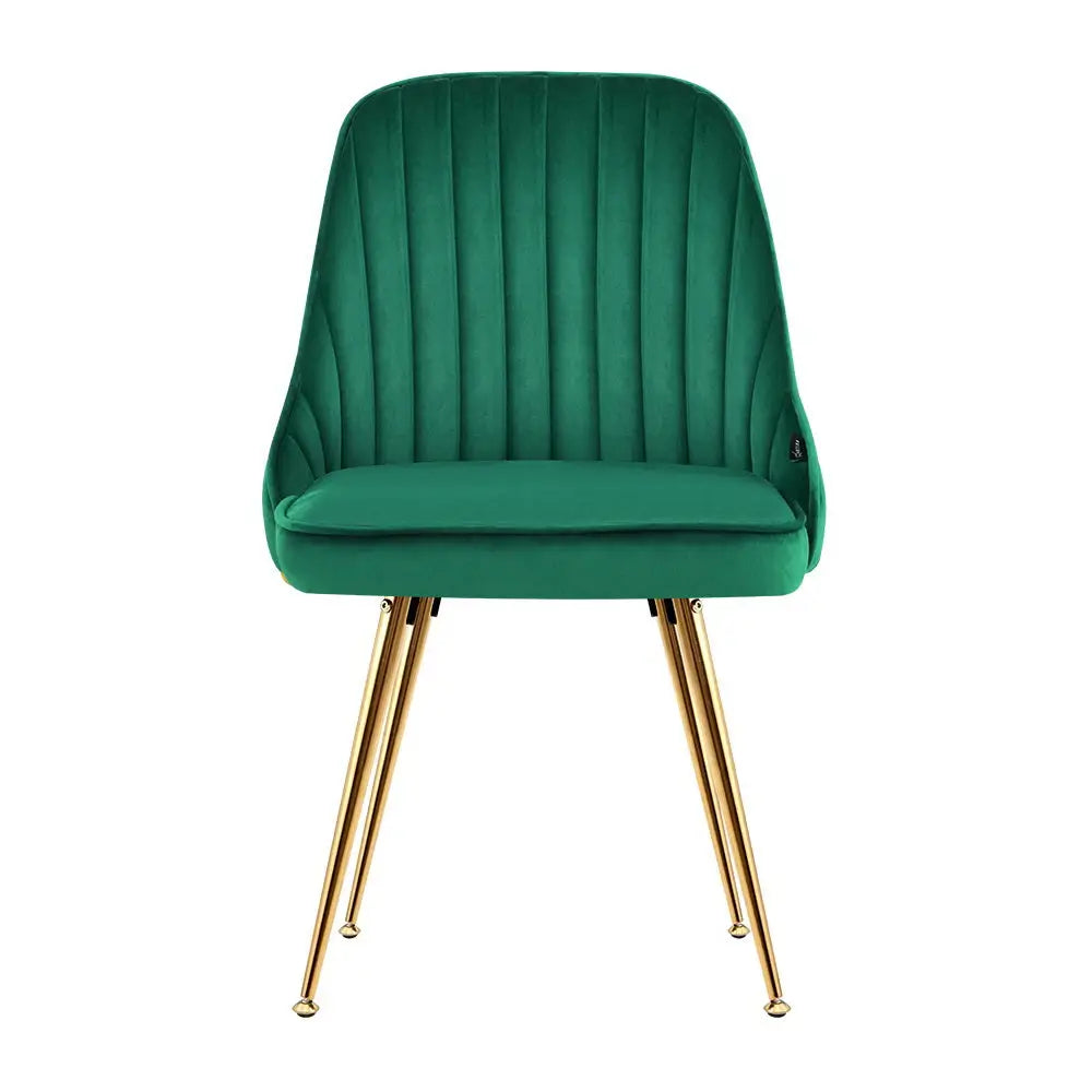 Artiss Dining Chairs Velvet Green Set of 2 Nappa - Furniture > Dining
