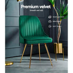 Artiss Dining Chairs Velvet Green Set of 2 Nappa - Furniture > Dining