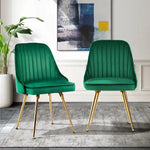 Artiss Dining Chairs Velvet Green Set of 2 Nappa - Furniture > Dining