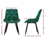 Artiss Dining Chairs Velvet Green Set of 2 Starlyn - Furniture > Living Room