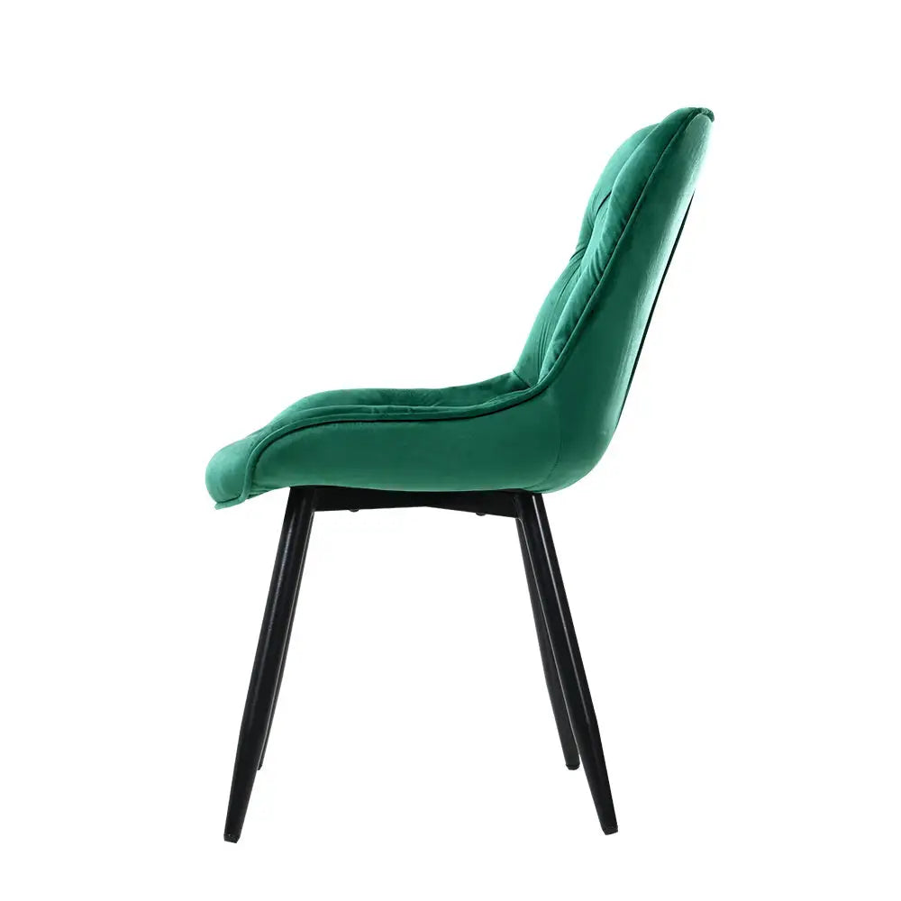 Artiss Dining Chairs Velvet Green Set of 2 Starlyn - Furniture > Living Room