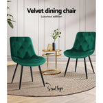 Artiss Dining Chairs Velvet Green Set of 2 Starlyn - Furniture > Living Room