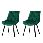 Artiss Dining Chairs Velvet Green Set of 2 Starlyn - Furniture > Living Room