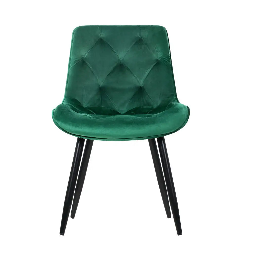 Artiss Dining Chairs Velvet Green Set of 2 Starlyn - Furniture > Living Room