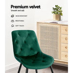 Artiss Dining Chairs Velvet Green Set of 2 Starlyn - Furniture > Living Room