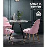 Artiss Dining Chairs Velvet Pink Set of 2 Nappa - Furniture > Dining