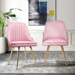 Artiss Dining Chairs Velvet Pink Set of 2 Nappa - Furniture > Dining