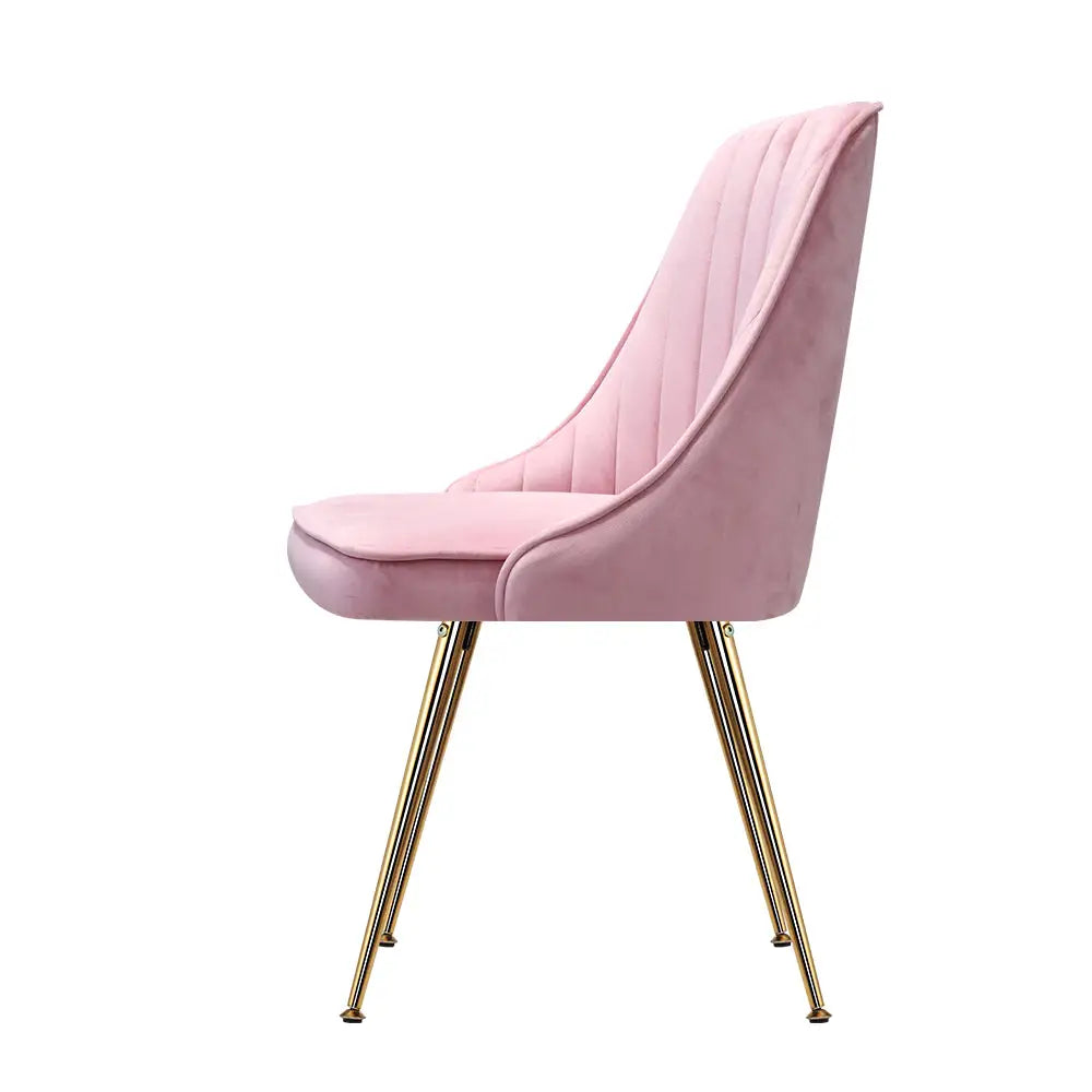 Artiss Dining Chairs Velvet Pink Set of 2 Nappa - Furniture > Dining