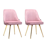 Artiss Dining Chairs Velvet Pink Set of 2 Nappa - Furniture > Dining