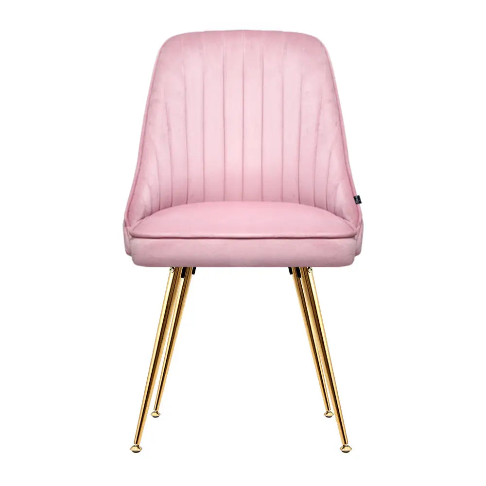 Artiss Dining Chairs Velvet Pink Set of 2 Nappa - Furniture > Dining