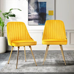 Artiss Dining Chairs Velvet Yellow Set of 2 Nappa - Furniture > Dining