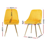 Artiss Dining Chairs Velvet Yellow Set of 2 Nappa - Furniture > Dining