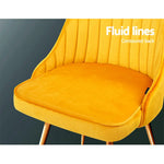 Artiss Dining Chairs Velvet Yellow Set of 2 Nappa - Furniture > Dining