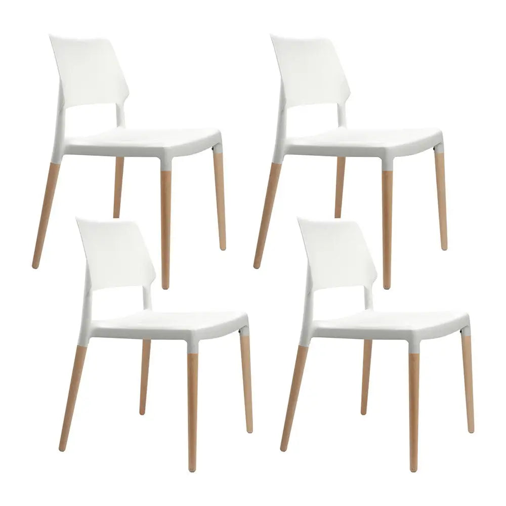Artiss Dining Chairs White Stackable Set of 4 - Furniture > Dining