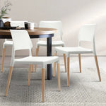 Artiss Dining Chairs White Stackable Set of 4 - Furniture > Dining