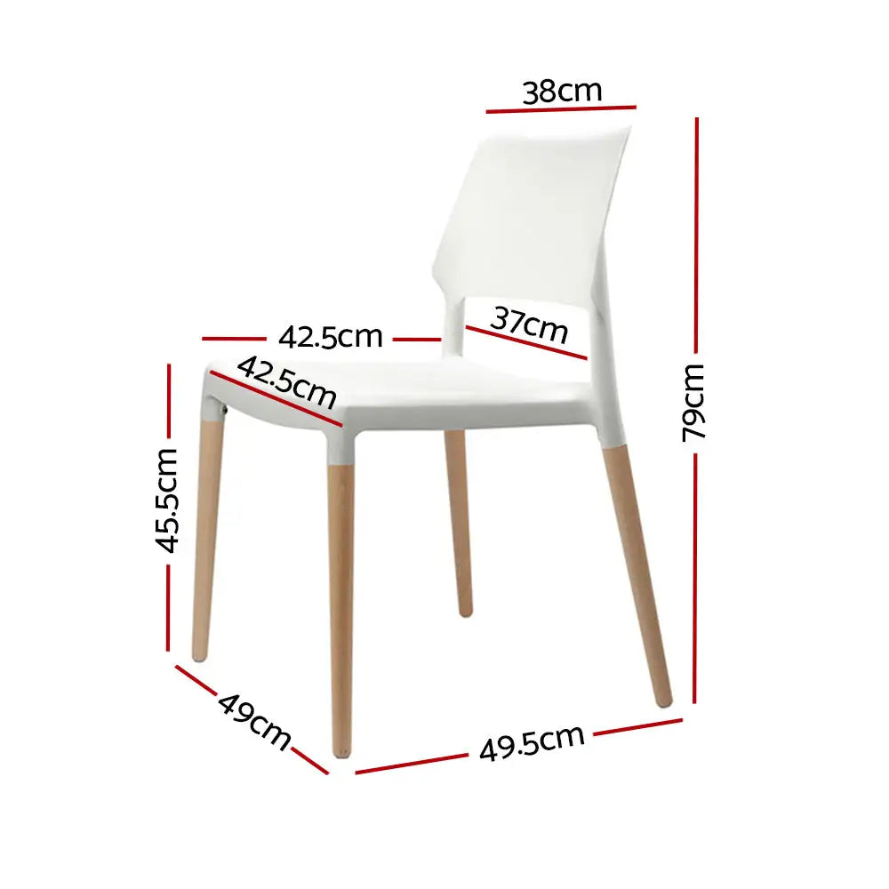 Artiss Dining Chairs White Stackable Set of 4 - Furniture > Dining